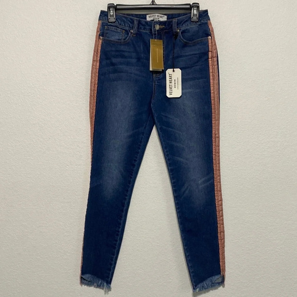 Velvet Heart NEW Trina High Rise Skinny Ankle Jean Pink Stripes Size 27 - Picture 3 of 13